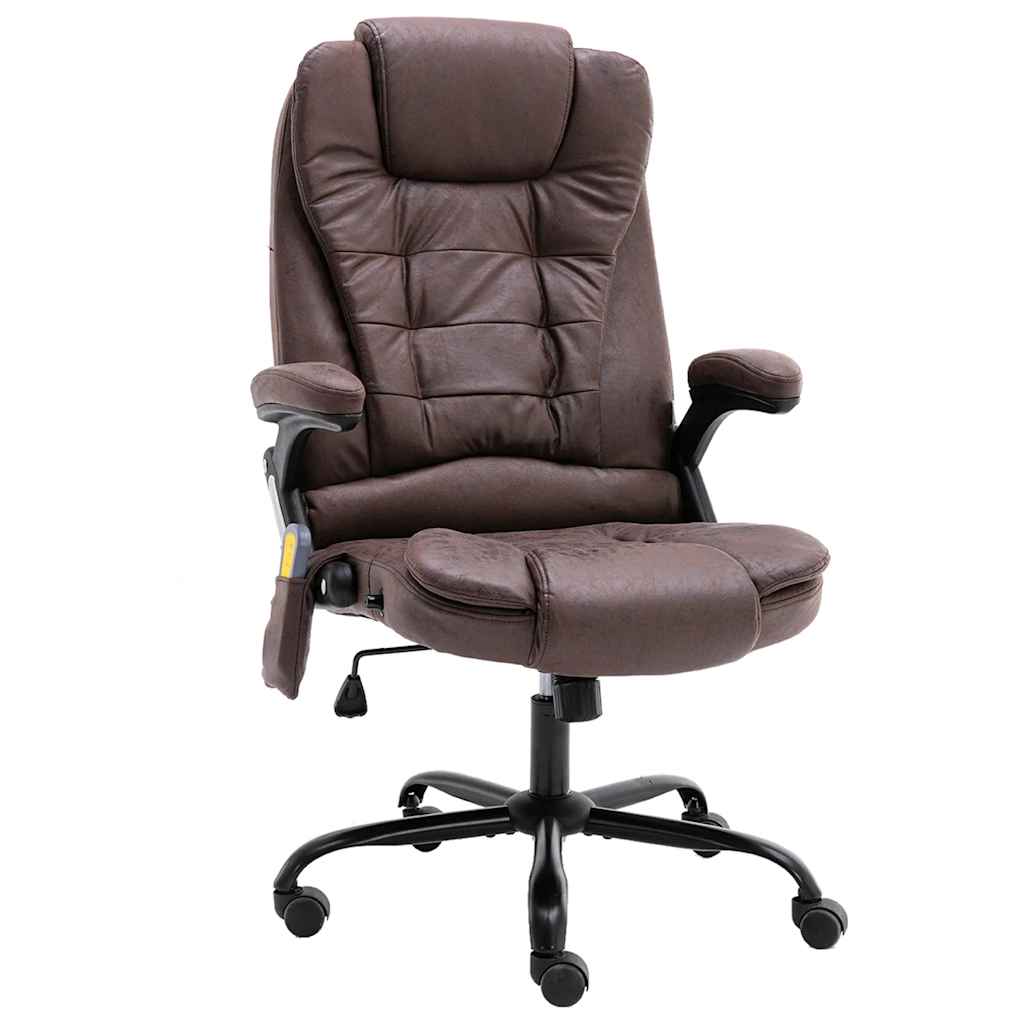 Silla de oficina de masaje piel de ante sintética marrón oscuro oif975405