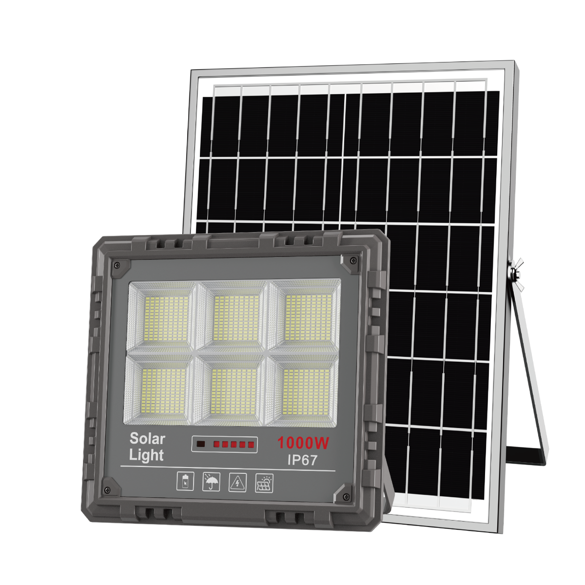 Lámpara solar con panel monocristalino, batería lifepo4, sostenible - 1000w