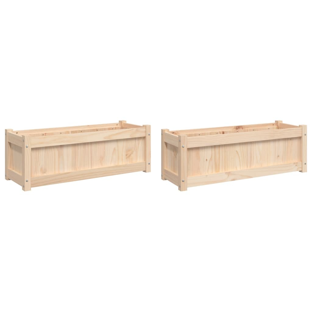 vidaXL jardineras de exterior 2 unidades madera maciza de pino