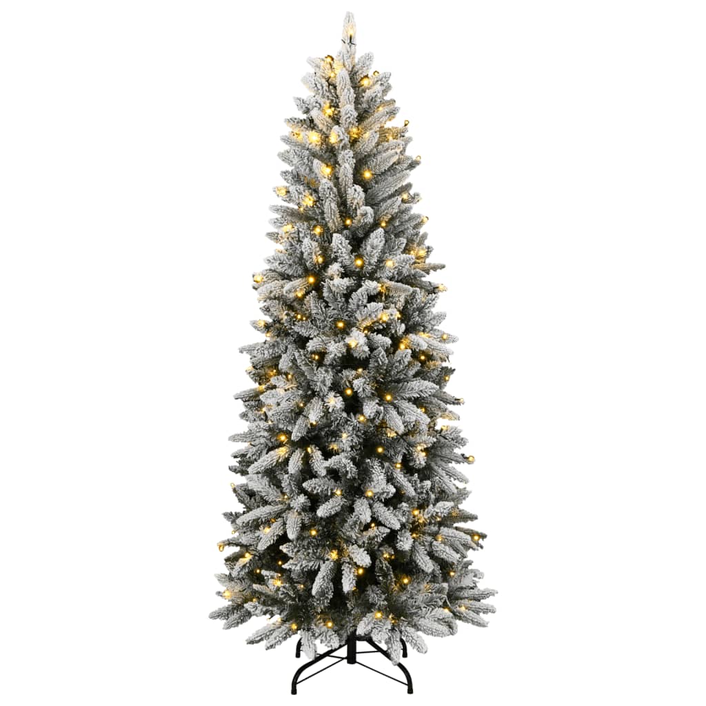 Árbol de navidad artificial con 150 LEDs y nieve flocada 120 cm es8403