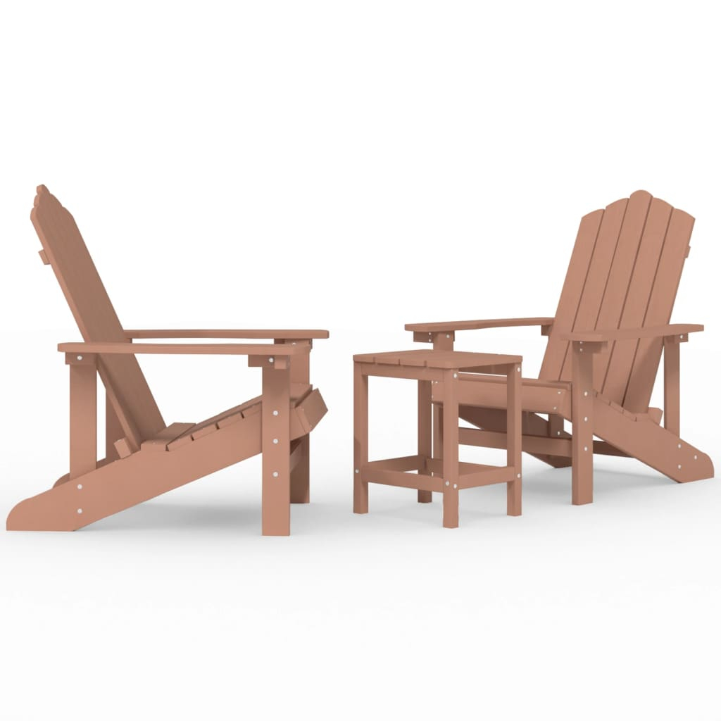 vidaXL sillas de jardín adirondack con mesa hdpe marrón