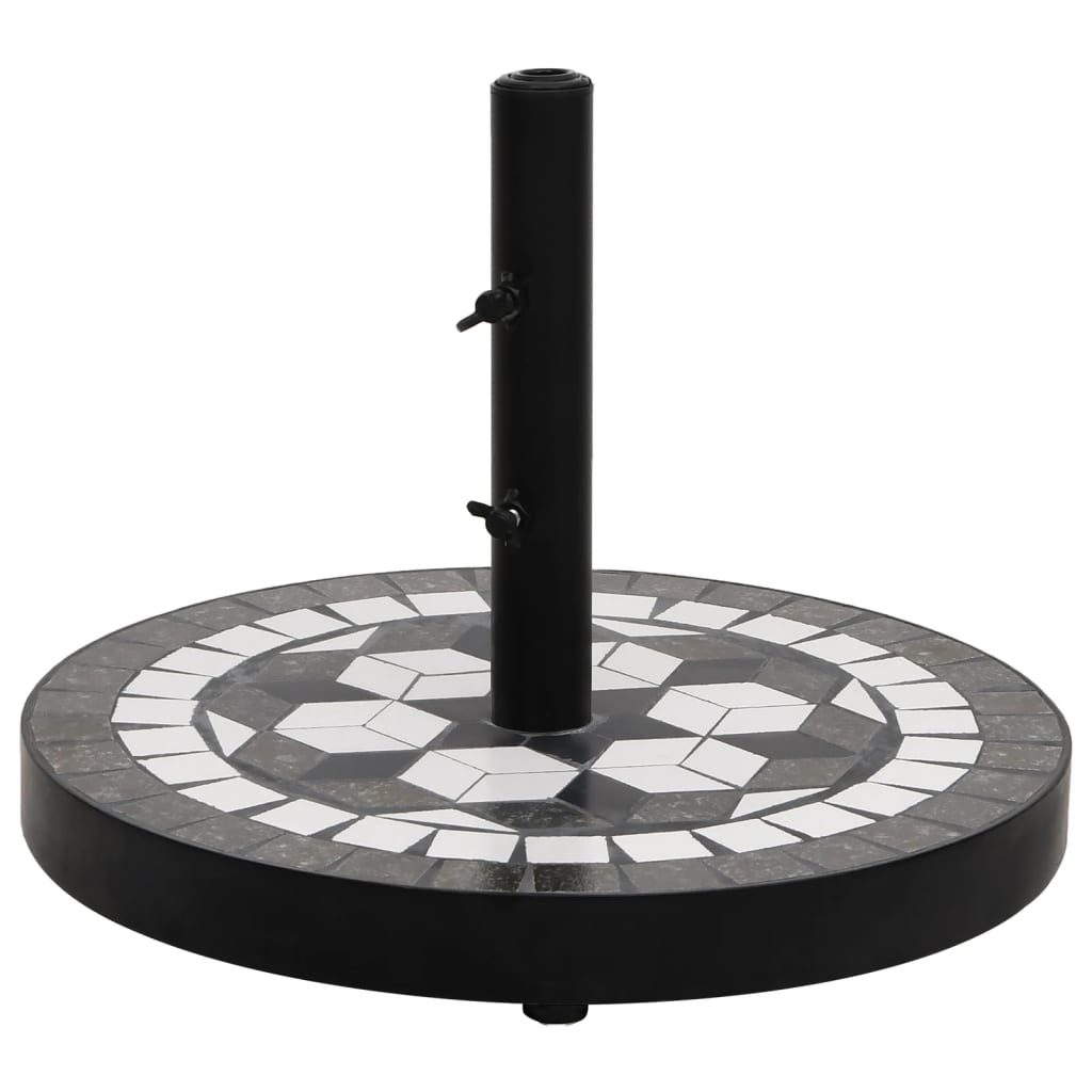vidaXL base de sombrilla redonda negro y blanco 12 kg