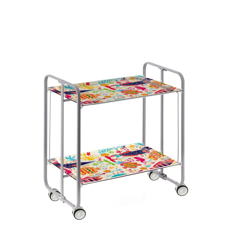 Carrito auxiliar con ruedas bauhaus armazón metálico gris, 2 bandejas