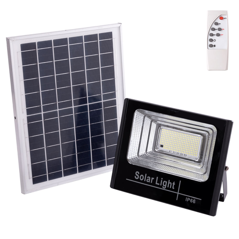 Proyector LED solar 100w 4000k panel: 6v/12w batería: 3,2v/8000mah control
