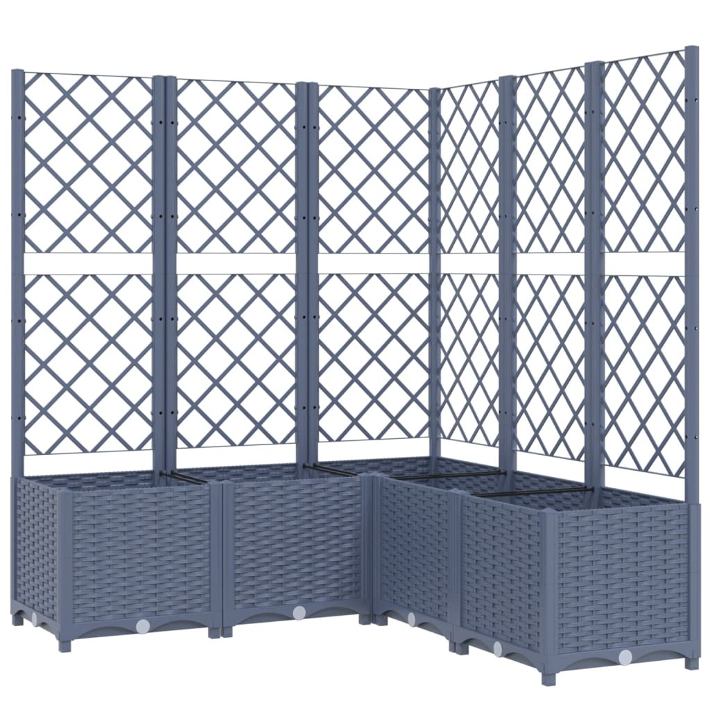vidaXL jardinera con enrejado pp azul gris 120x120x136 cm