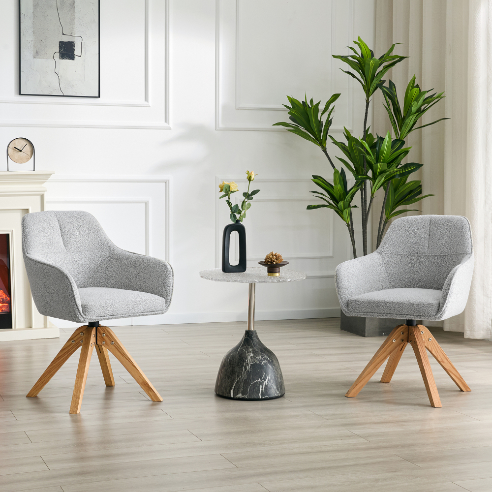 Conjunto sillas comedor tela gris giratoria 360 set de 2