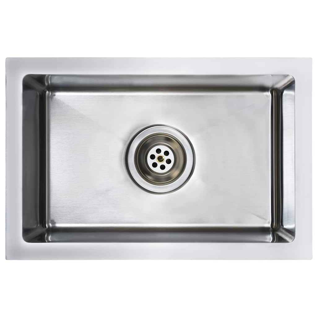 vidaXL fregadero de cocina hecho a mano acero inoxidable