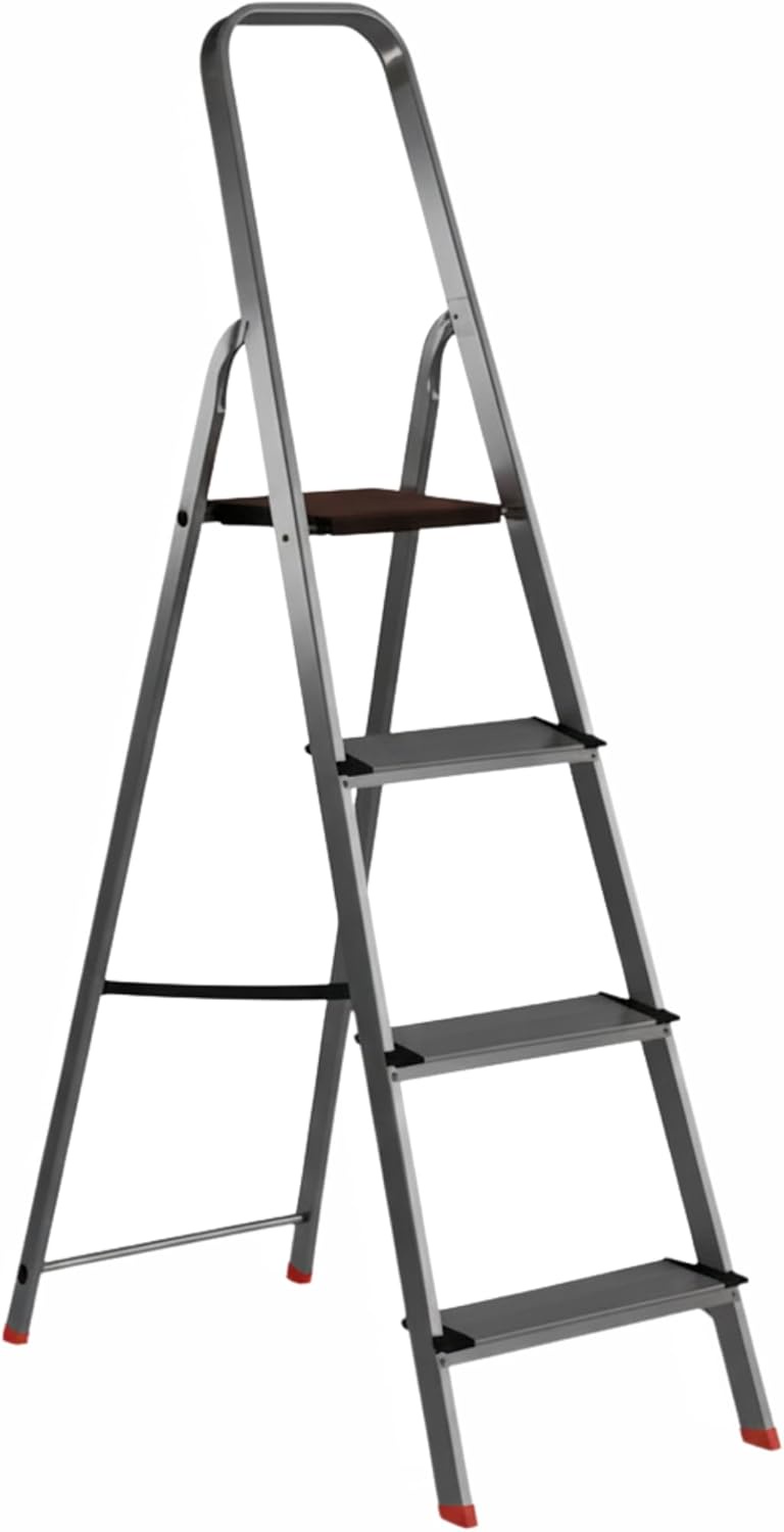 Escalera plegable 4 peldaños(80mm) alum 150kg max bloqueo automatico