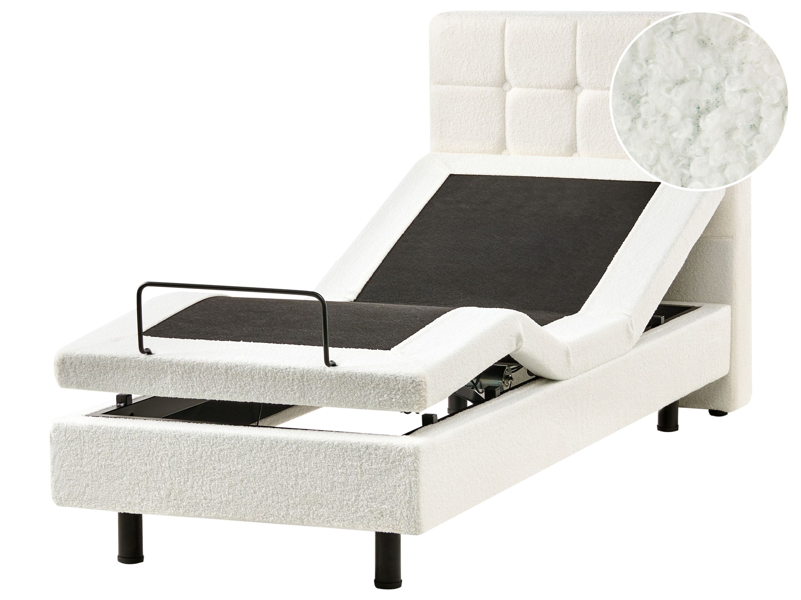 Cama ajustable bouclé duke 80 x 200 cm blanco crema