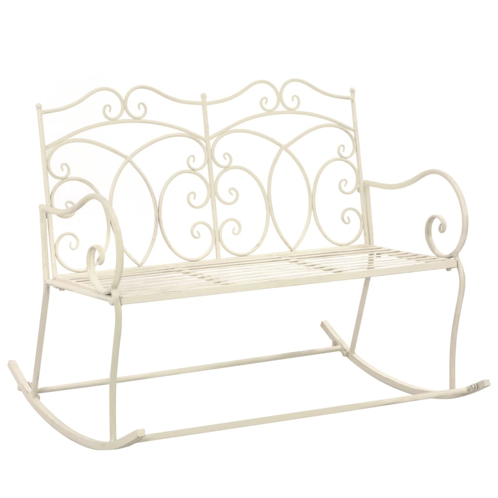vidaXL banco de jardín metal blanco envejecido 104 cm