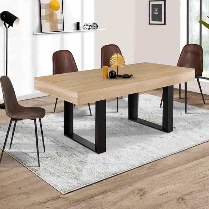 Mesa comedor rectangular phoenix madera negra - 160 cm