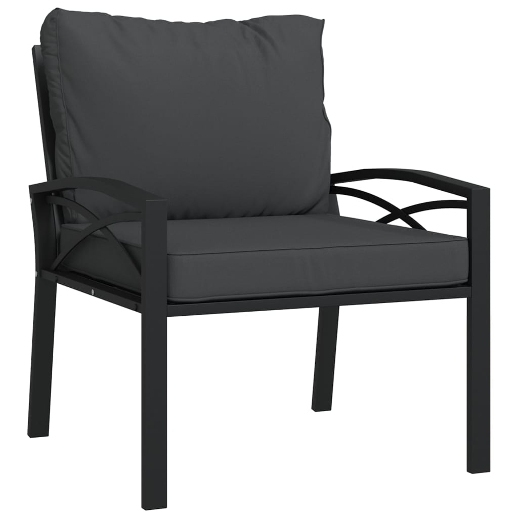 vidaXL silla de jardín acero con cojines gris 68x76x79 cm