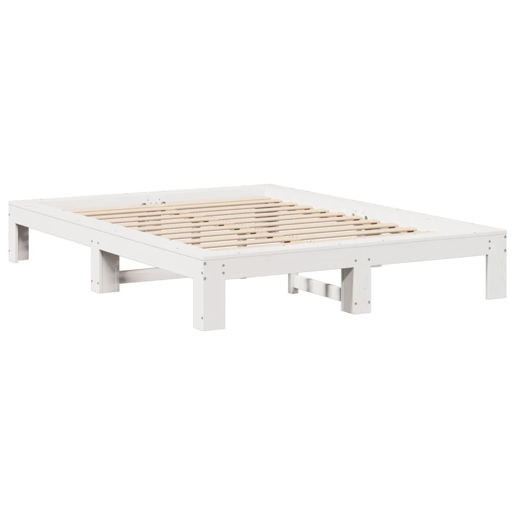 vidaXL estructura de cama sin colchón madera de pino blanco 135x190 cm