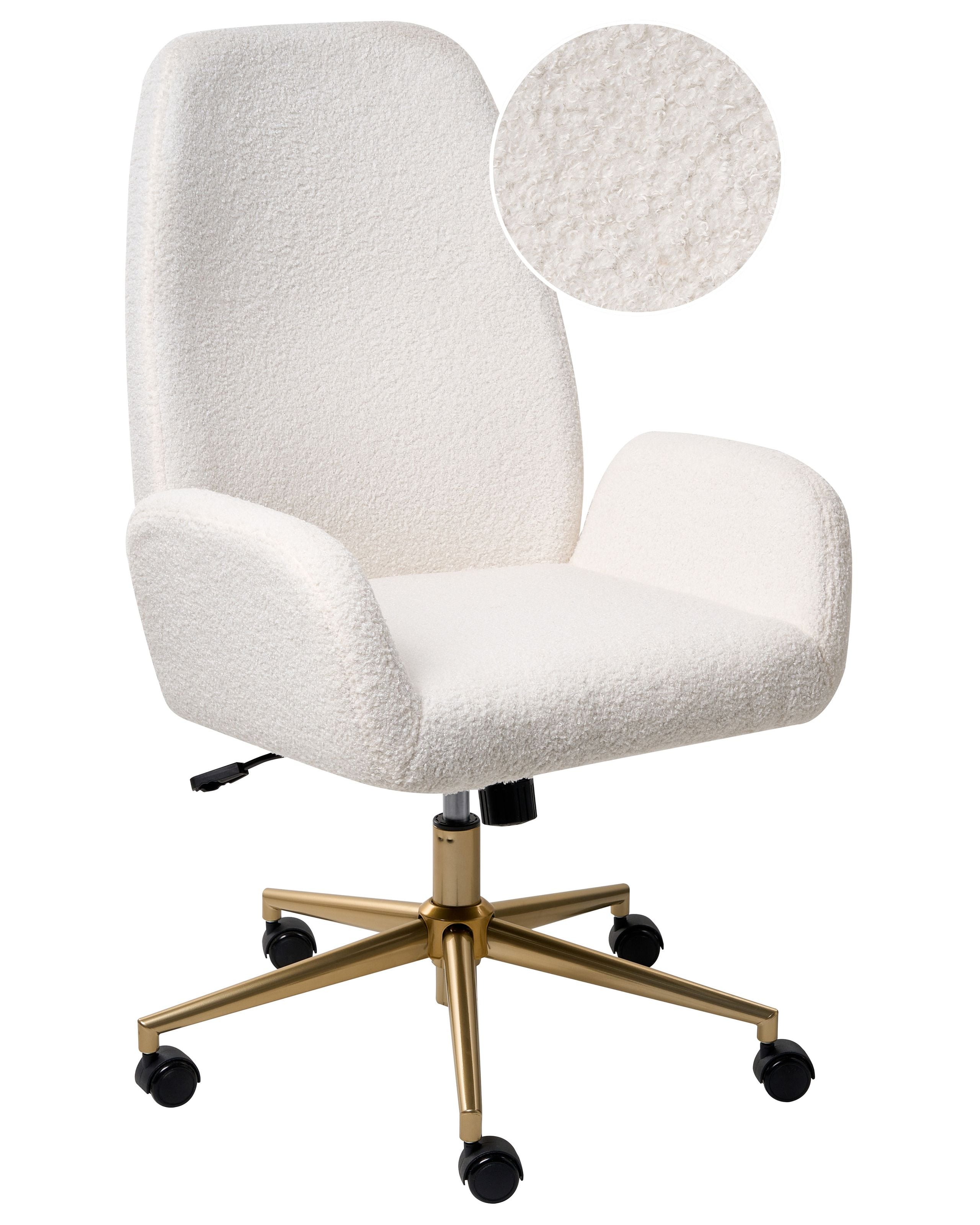 Silla de oficina clare bouclé blanco