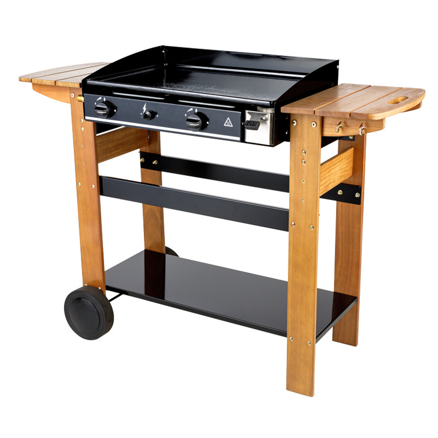 Plancha de asar a gas ascain 2 quemadores 6kw - madera
