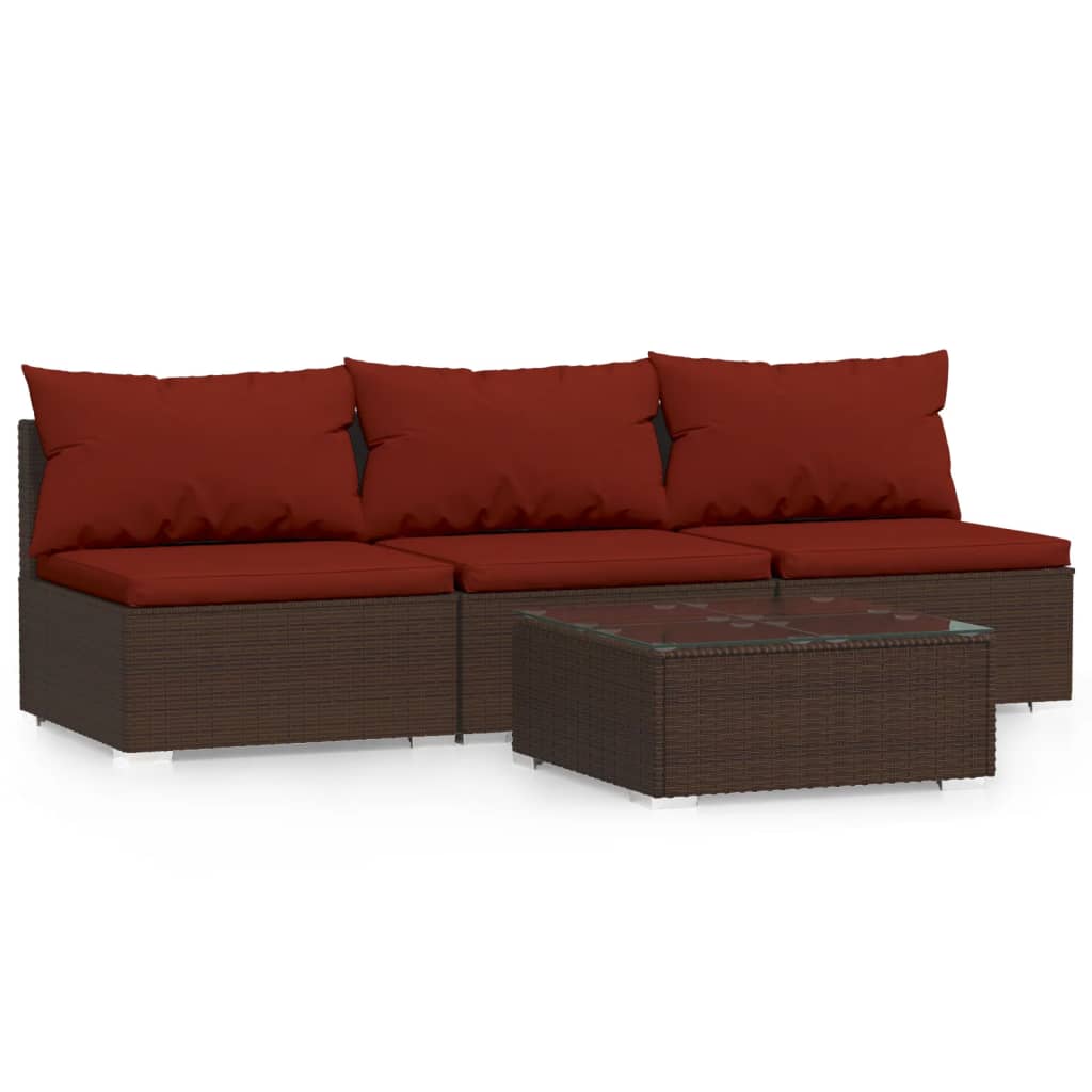 vidaXL set muebles de jardín 4 piezas y cojines ratán sintético marrón