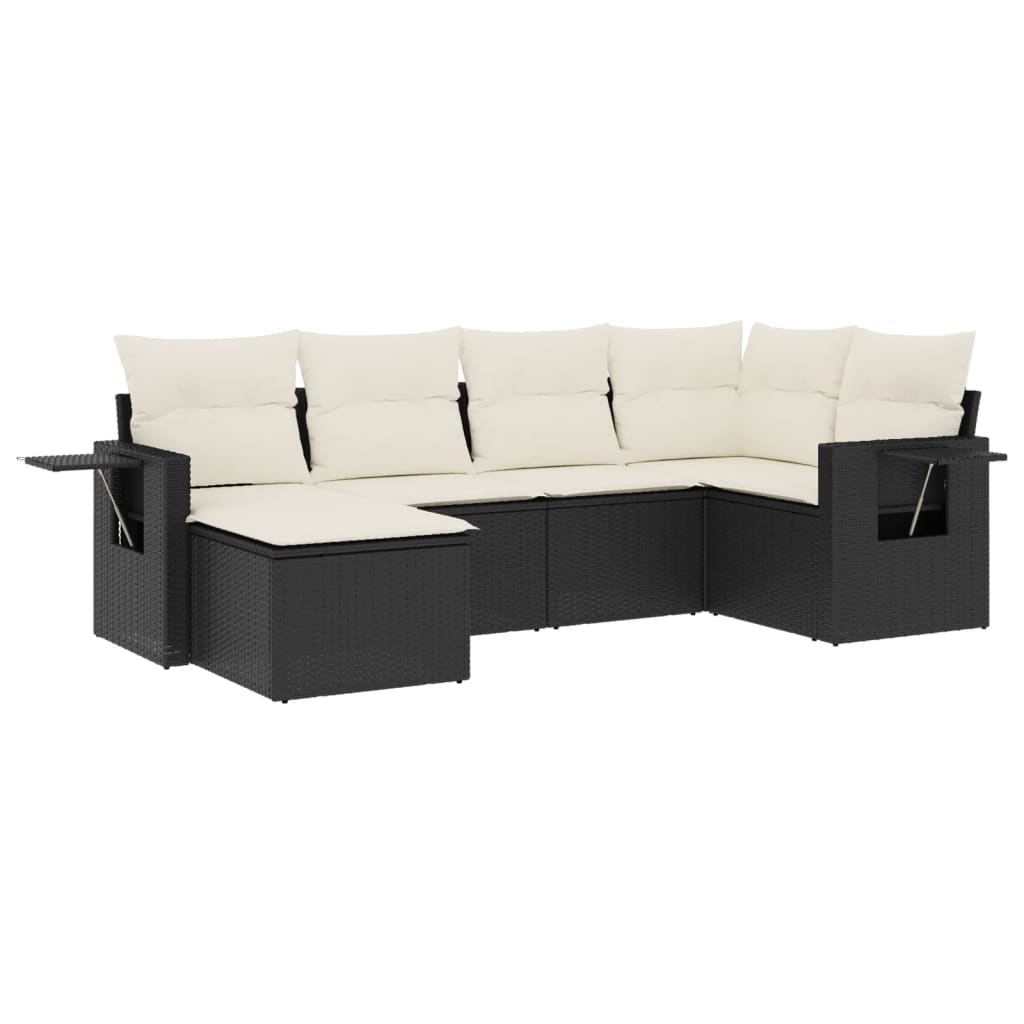 vidaXL set de sofás de jardín 6 piezas y cojines ratán sintético negro