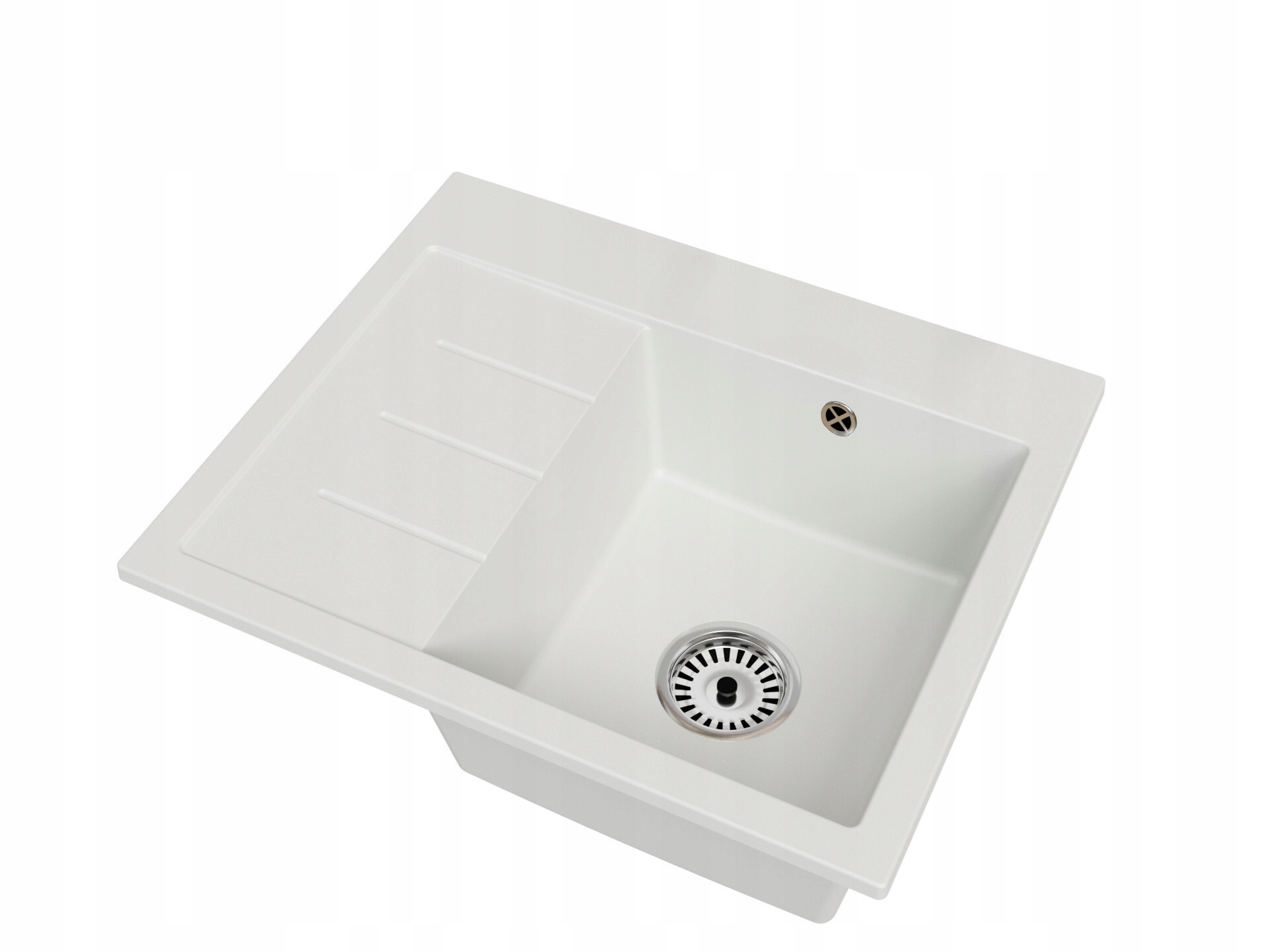 Fregadero cocina blanco 60x50cm, fregadero granito 1 seno + sifón