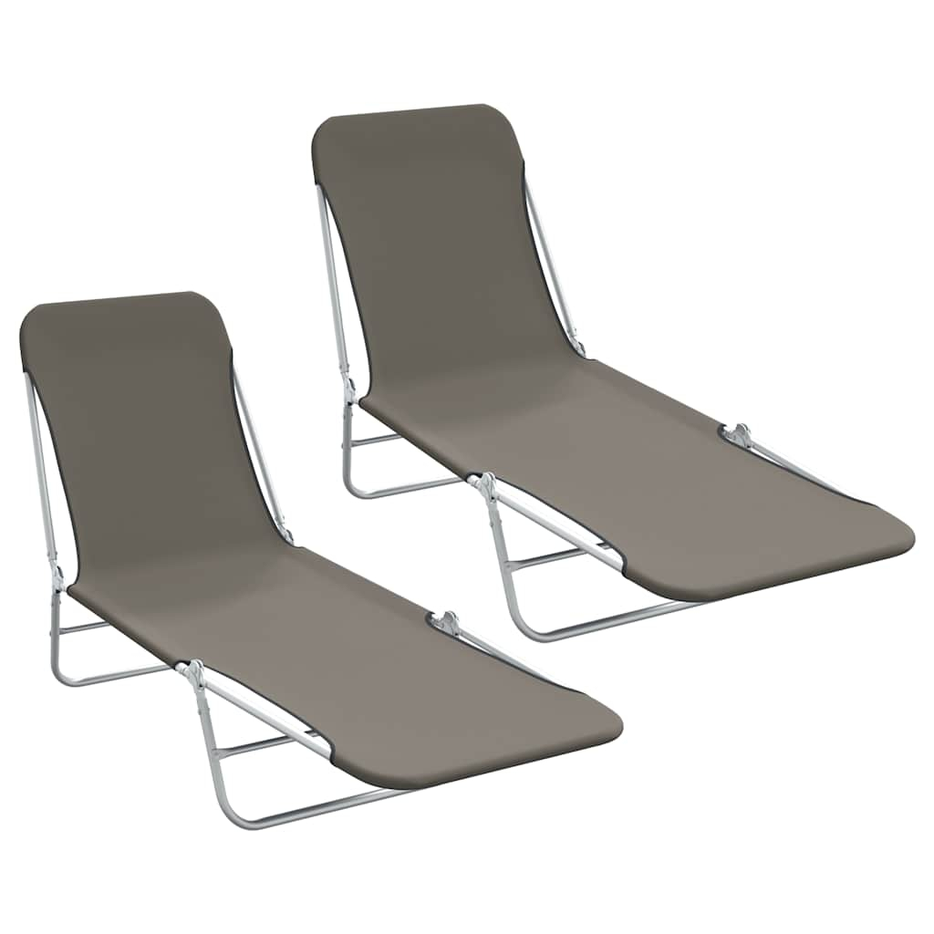 vidaXL tumbonas plegables 2 unidades acero y tela gris