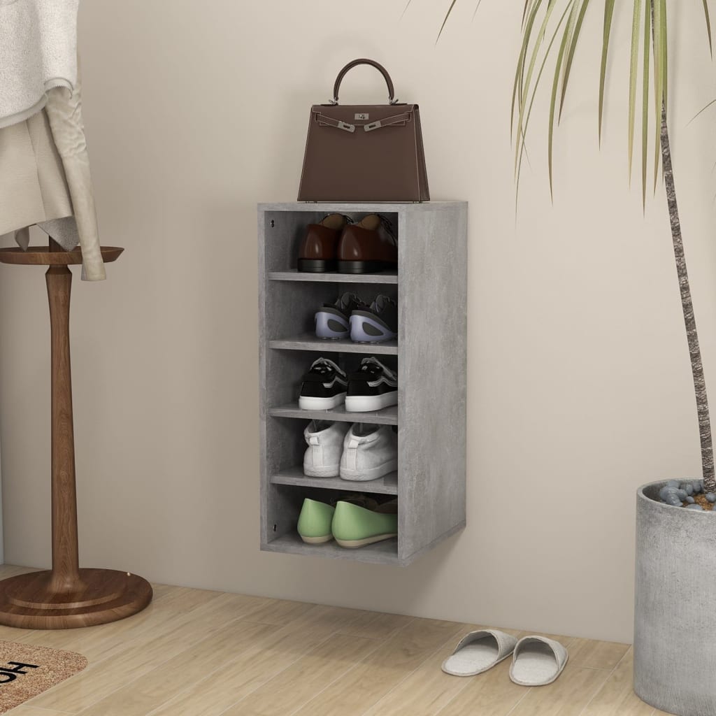 Mueble zapatero madera contrachapada gris hormigón 31,5x35x70cm es1854