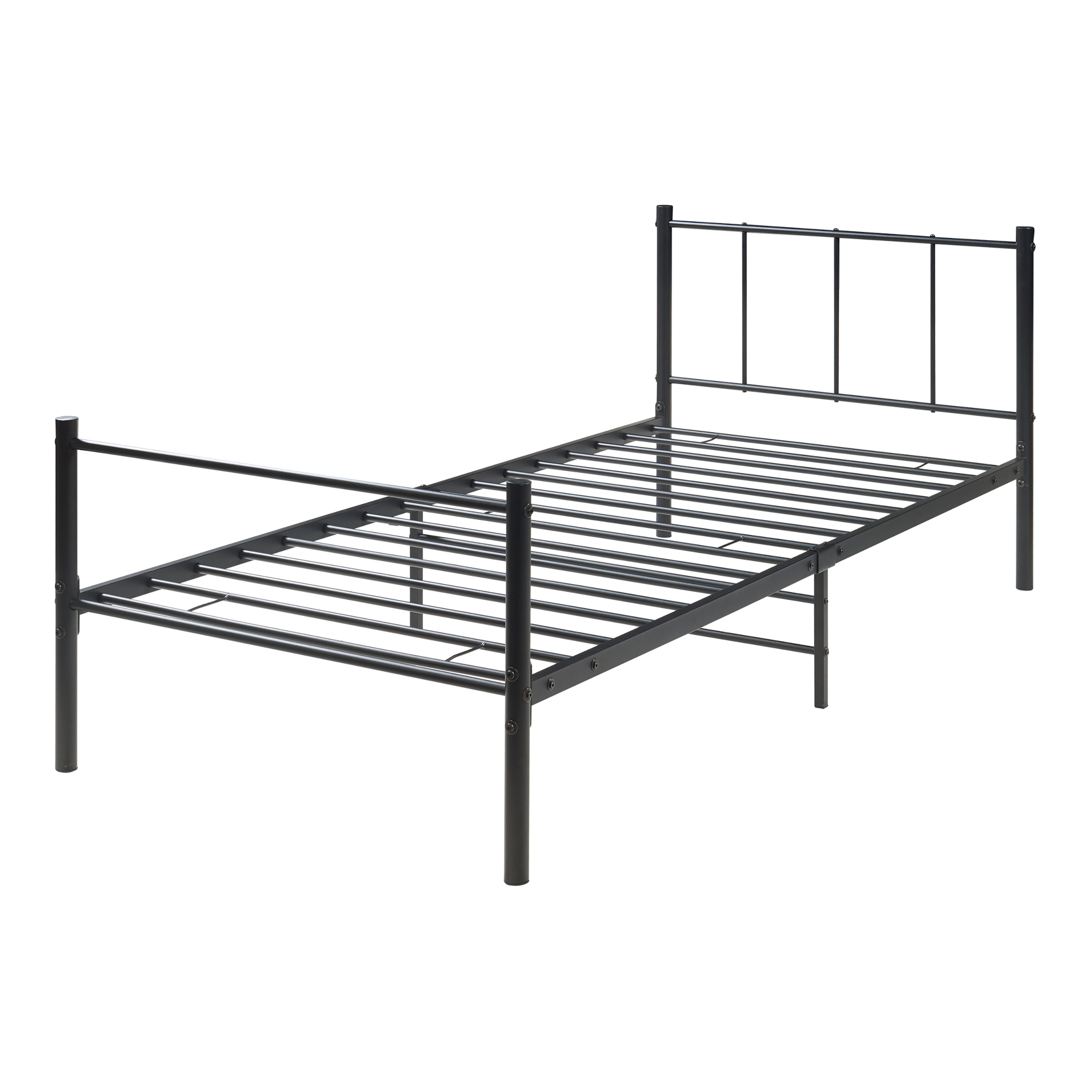 Cama individual laos con somier - metal - 90x200cm - negro [en.casa]