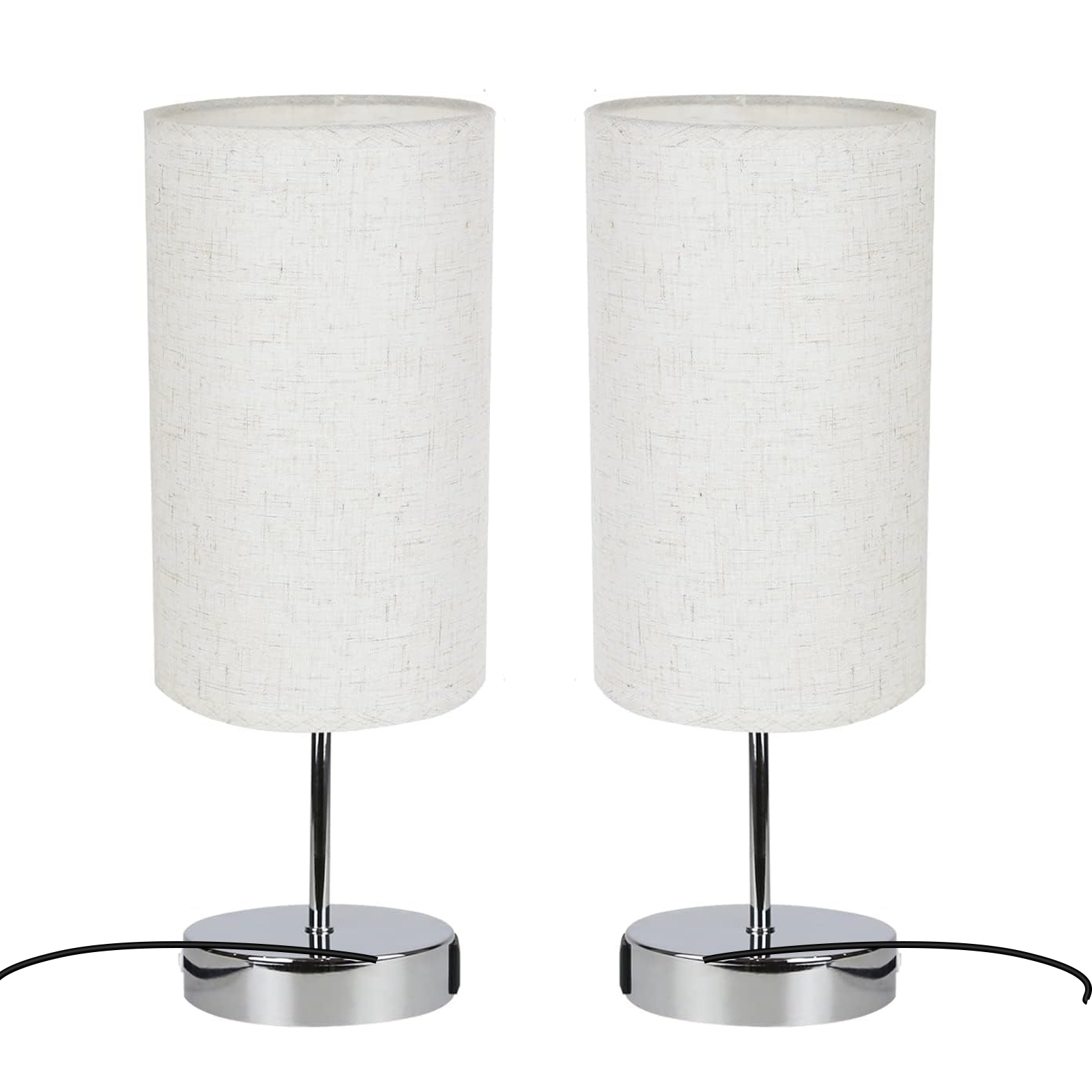 Nettlife lampara de mesa E27 plateado 37x14(2er-set)