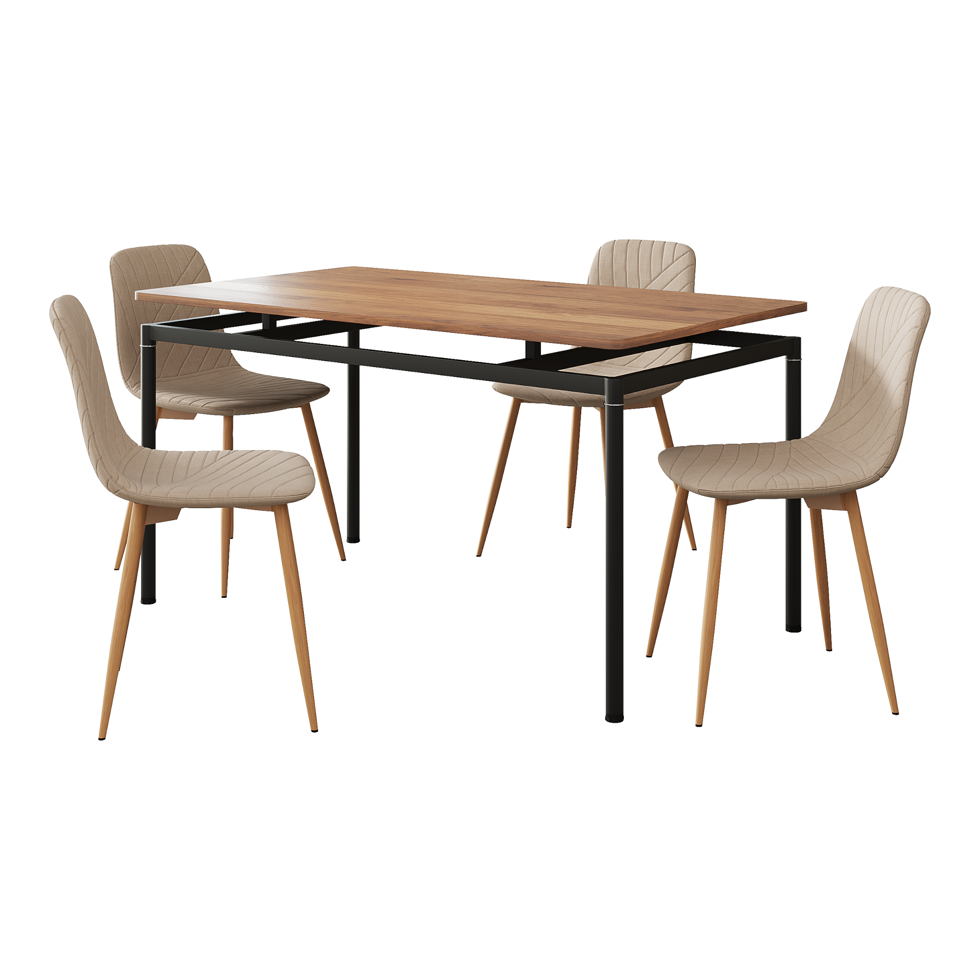 Juego de comedor hemnes mesa rectangular 4 sillas Roble / Marrón [en.casa]
