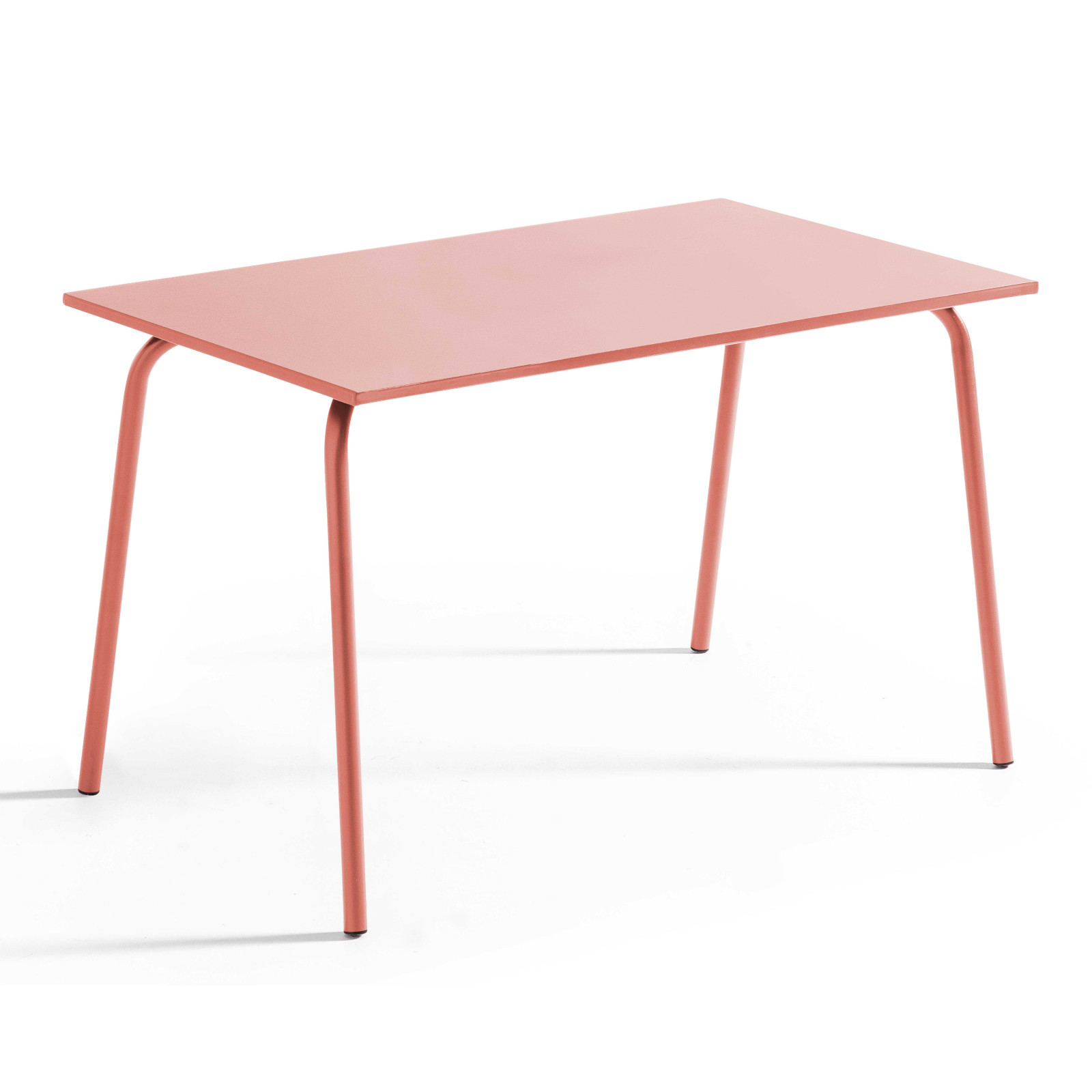 Oviala - mesa de jardín de acero de 120 x 70 cm arcilla