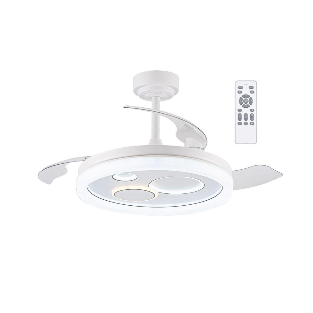 Ventilador de techo retráctil con luz LED 50w raina blanco cct dim ø106cm