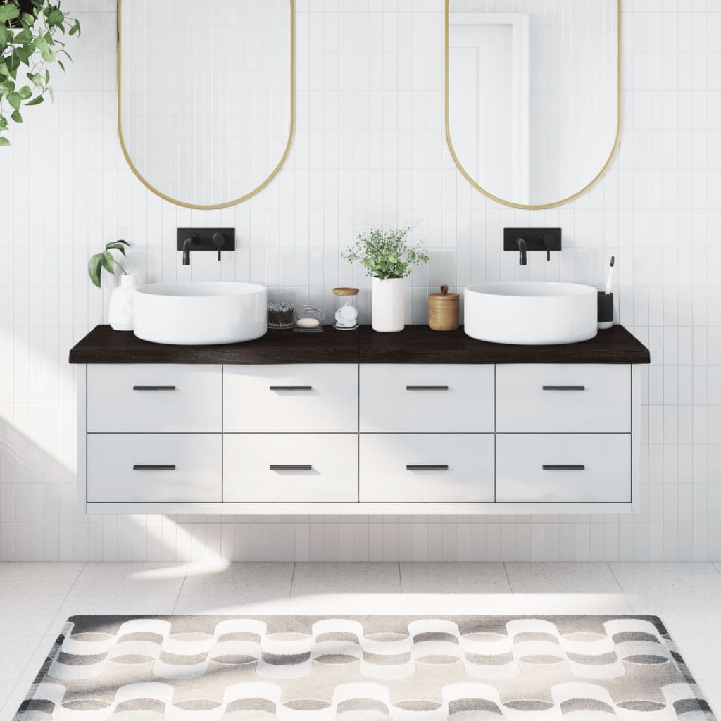 Encimera de baño madera tratada marrón oscuro 180x60x(2-6) cm eerf4941
