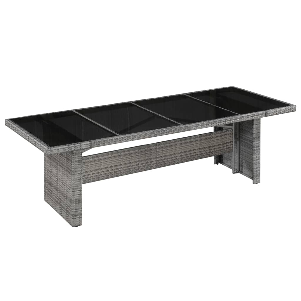 vidaXL mesa de jardín ratán sintético y vidrio 240x90x74 cm