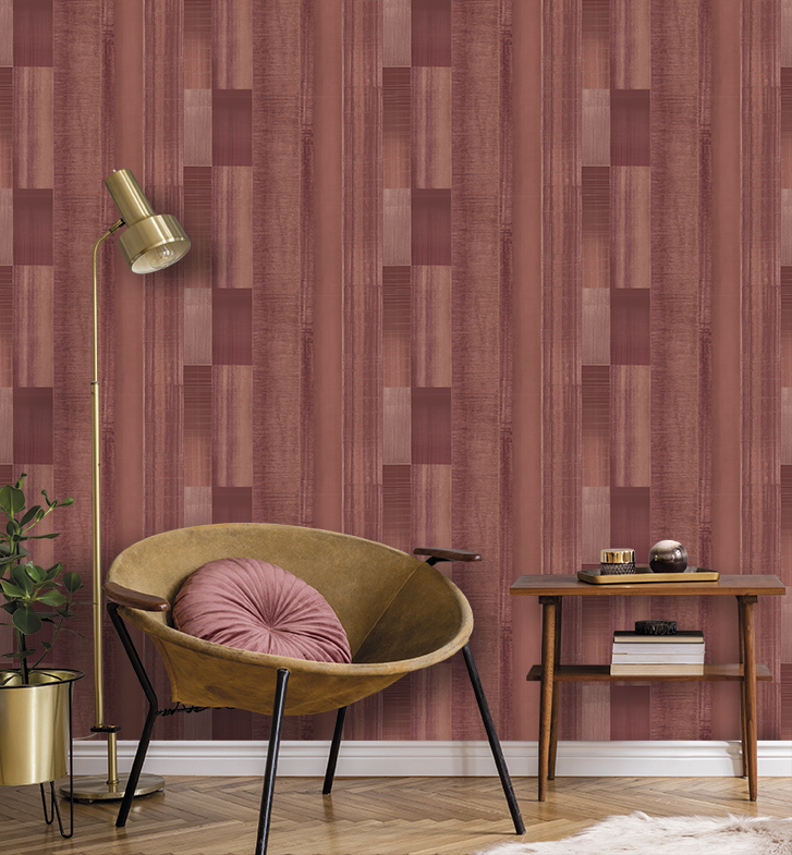 Papel pintado texturizado tnt tablas madera envejecida terracotta