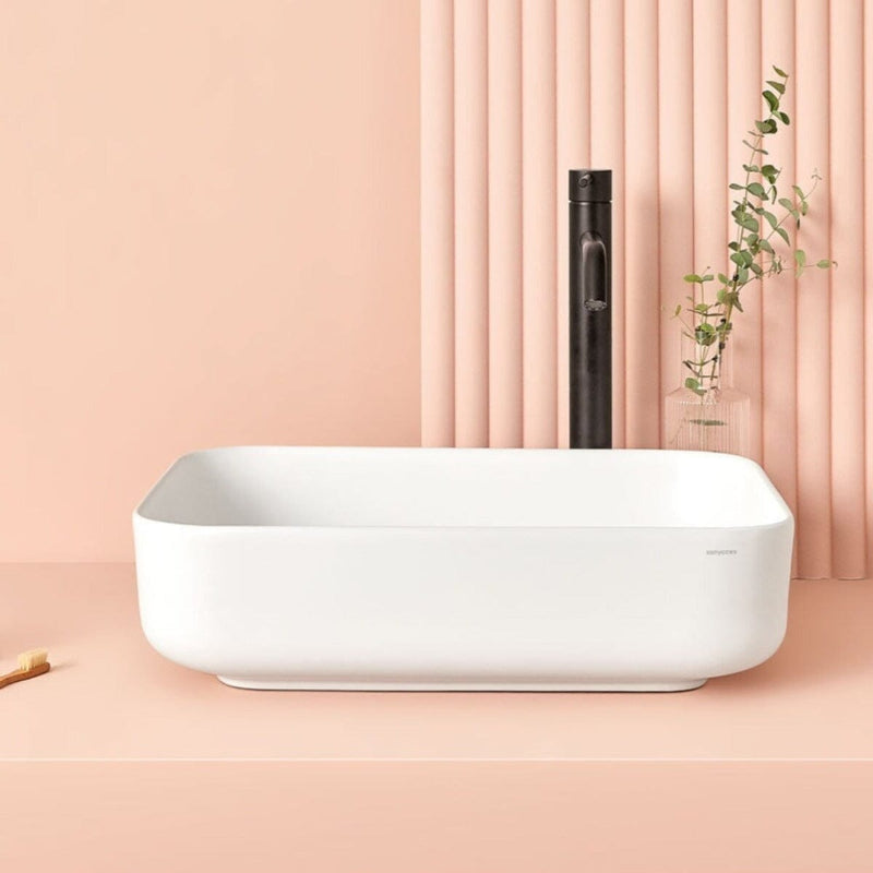 Lavabo sobre encimera catania blanco 50 x 40 cm blanco brillante