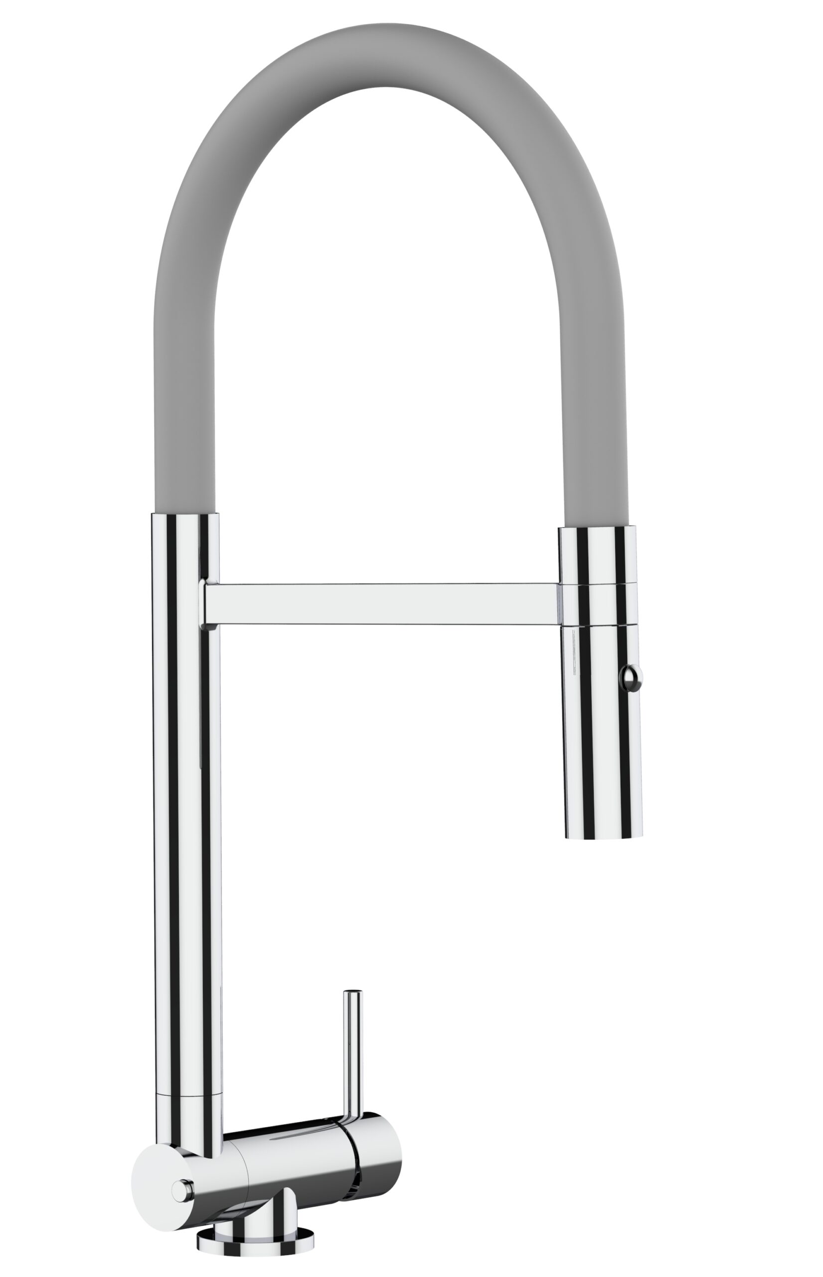Grifo cocina abatible 4,5cm cromado caño flexible gris ducha 2chorros
