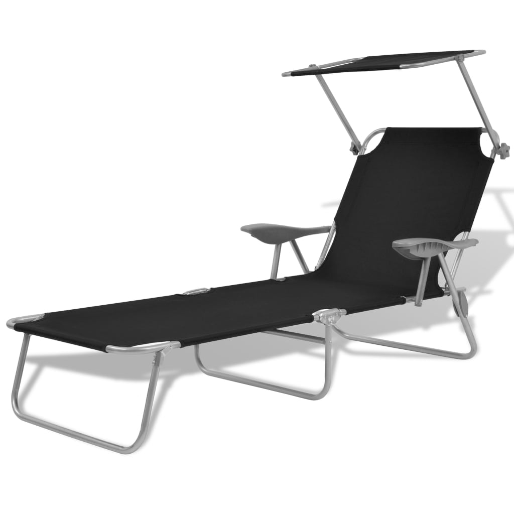 vidaXL tumbona con toldo de acero acero negro