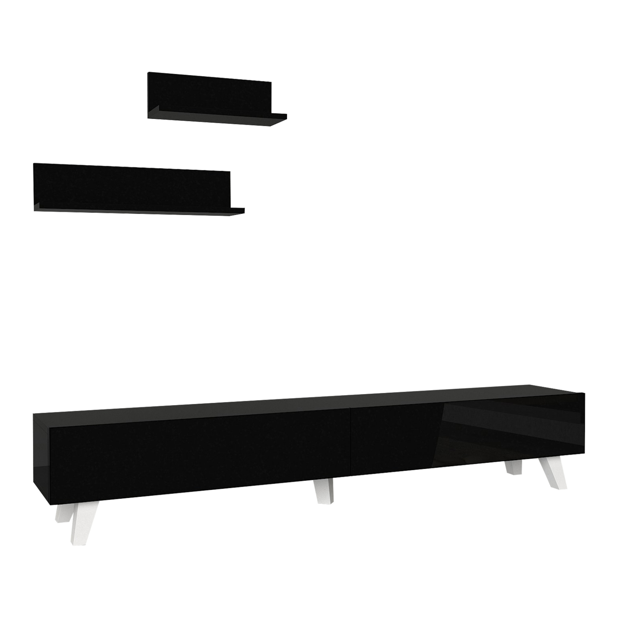 Juego de mueble de salón saarijärvi aglomerado 180x31x33cm negro [en.casa]