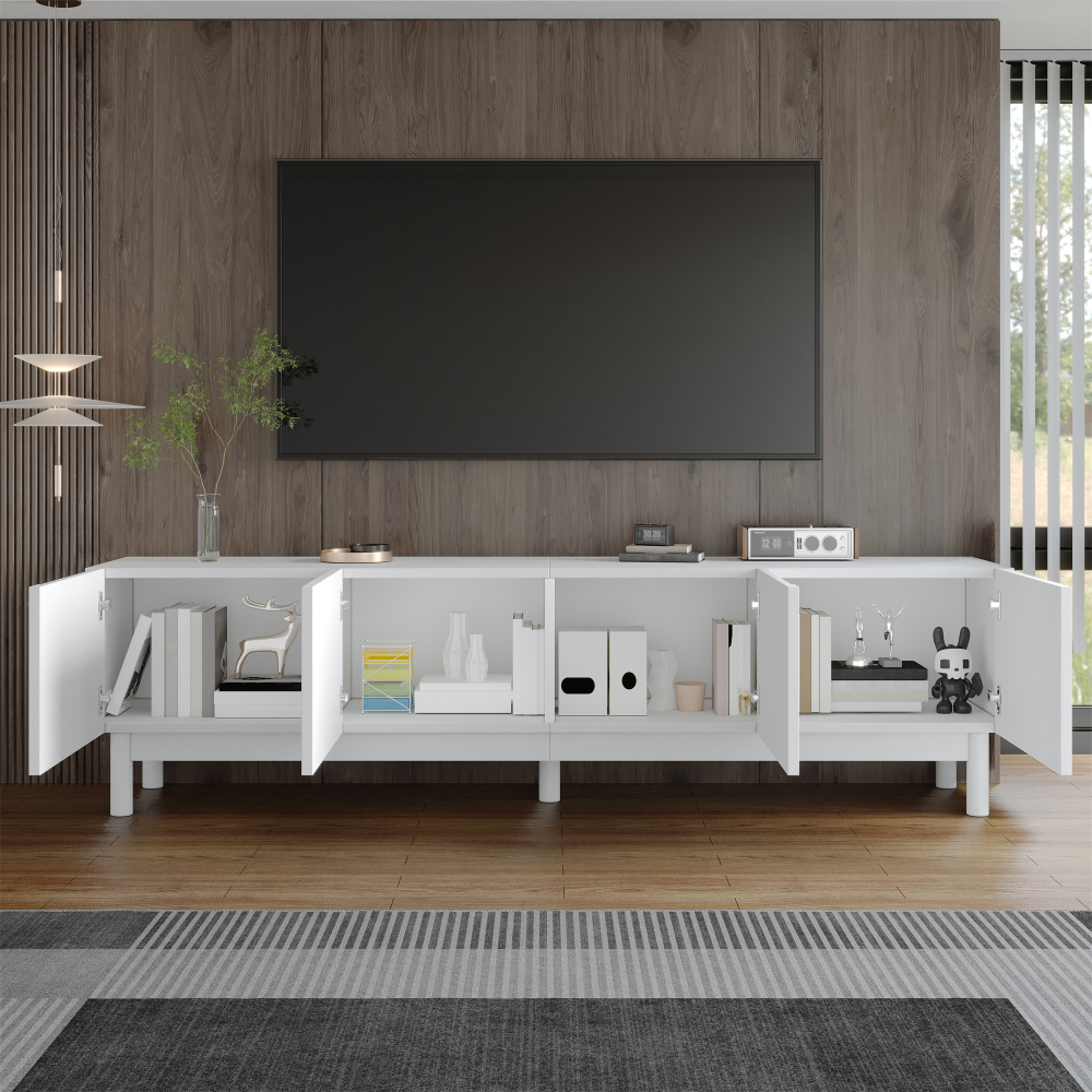 Mueble de tv 4 puertas blanco 45,5x169x34cm