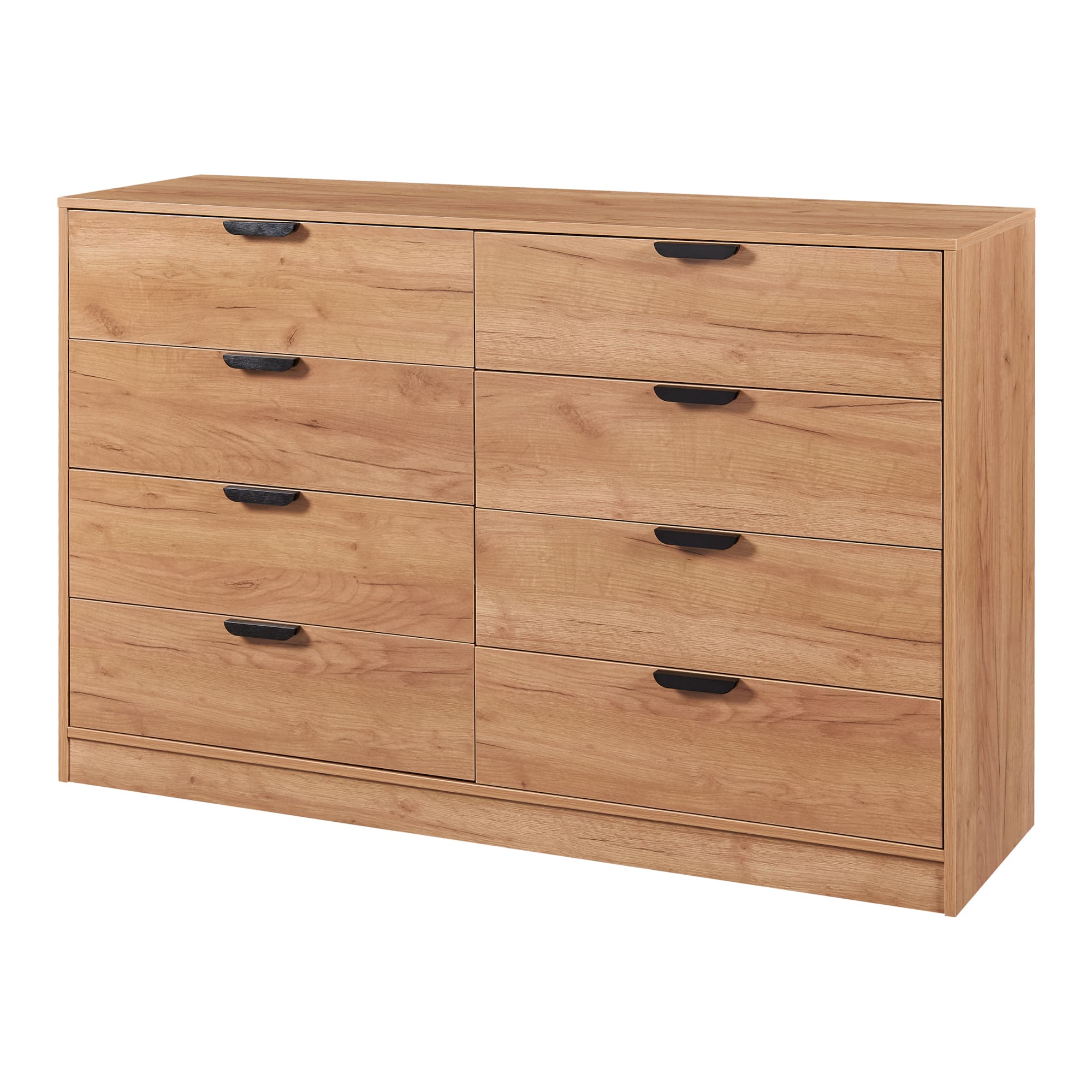 Aparador varkaus con 8 cajones 90x140x40 cm - roble [en.casa]