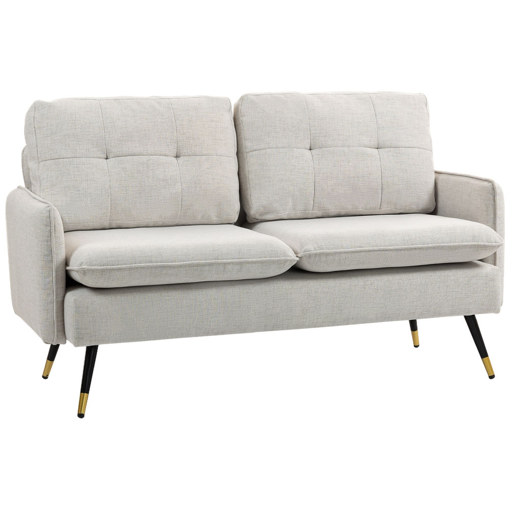 Sofá dos plaza 139x68x80 cm poliéster color beige Homcom