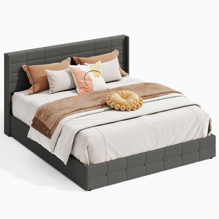 Cama canapé con almacenaje gris - 2 plazas - 180x200 cm