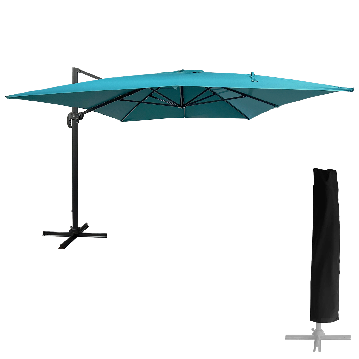 Sombrilla excéntrica molokai rectangular 3x4m azul + funda