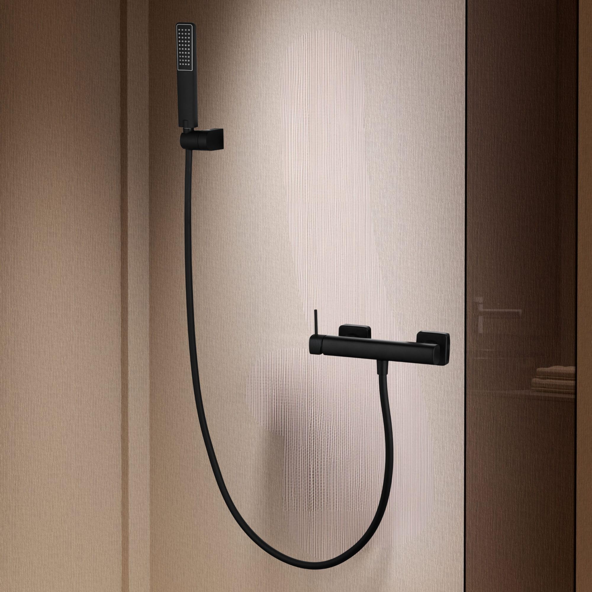 Imex - grifo ducha monomando con alcachofa y manguera negro serie firenze