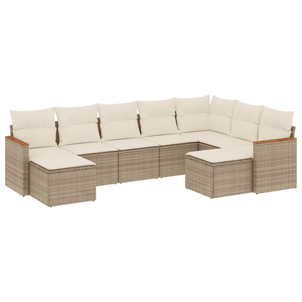vidaXL set de sofás de jardín 9 pzas con cojines ratán sintético beige
