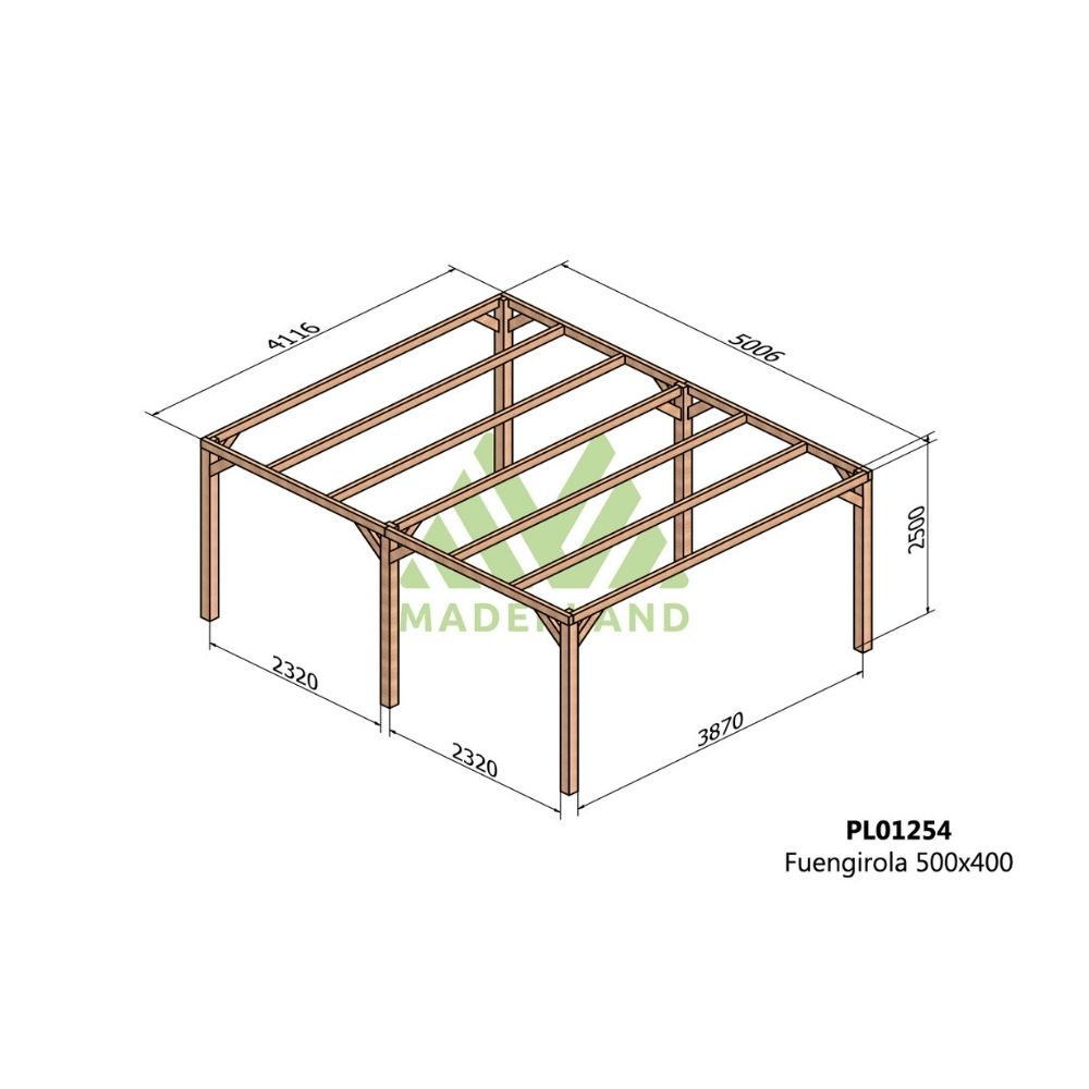 Pérgola de madera laminada - fuengirola 500x400cm (maderland)