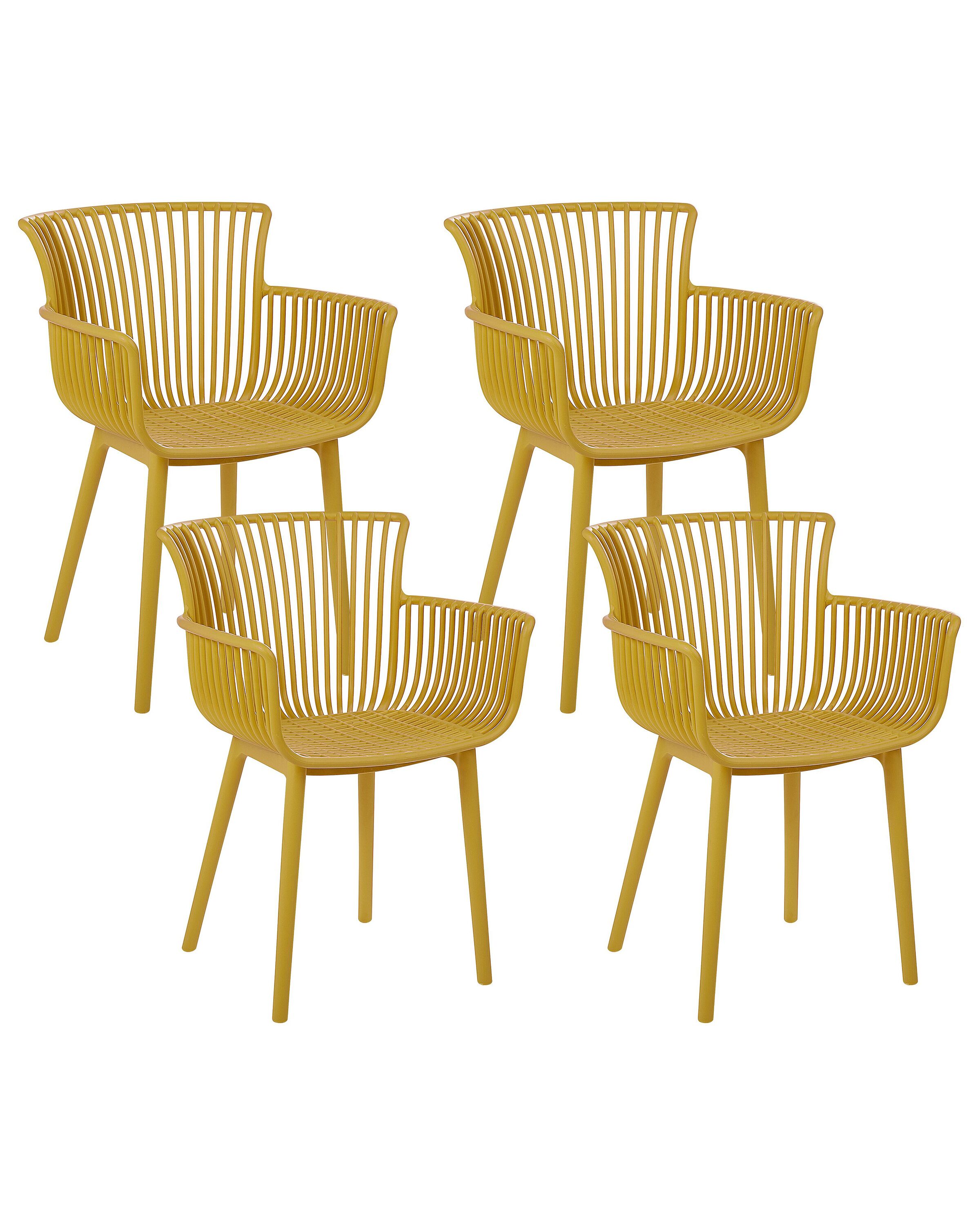Conjunto de 4 sillas de jardín pesaro amarillo