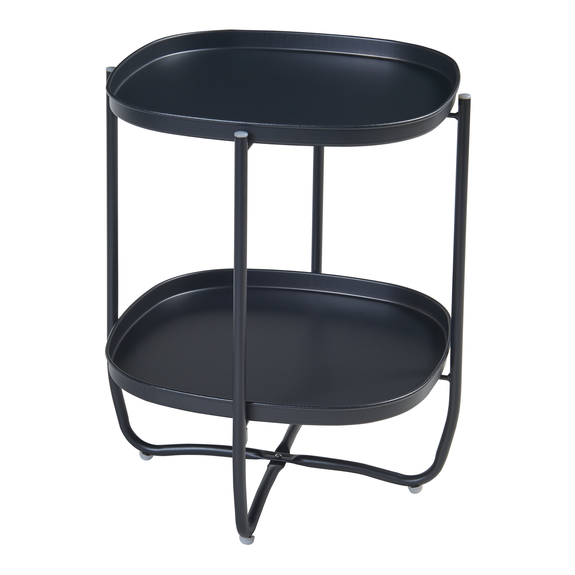 Mesita de jardín sandefjord con 2 bandejas acero 57,5x46x46cm - negro