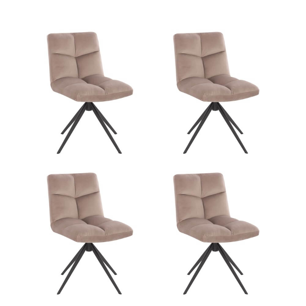 Silla de comedor giratoria de terciopelo noda - lote de 4 marrón claro