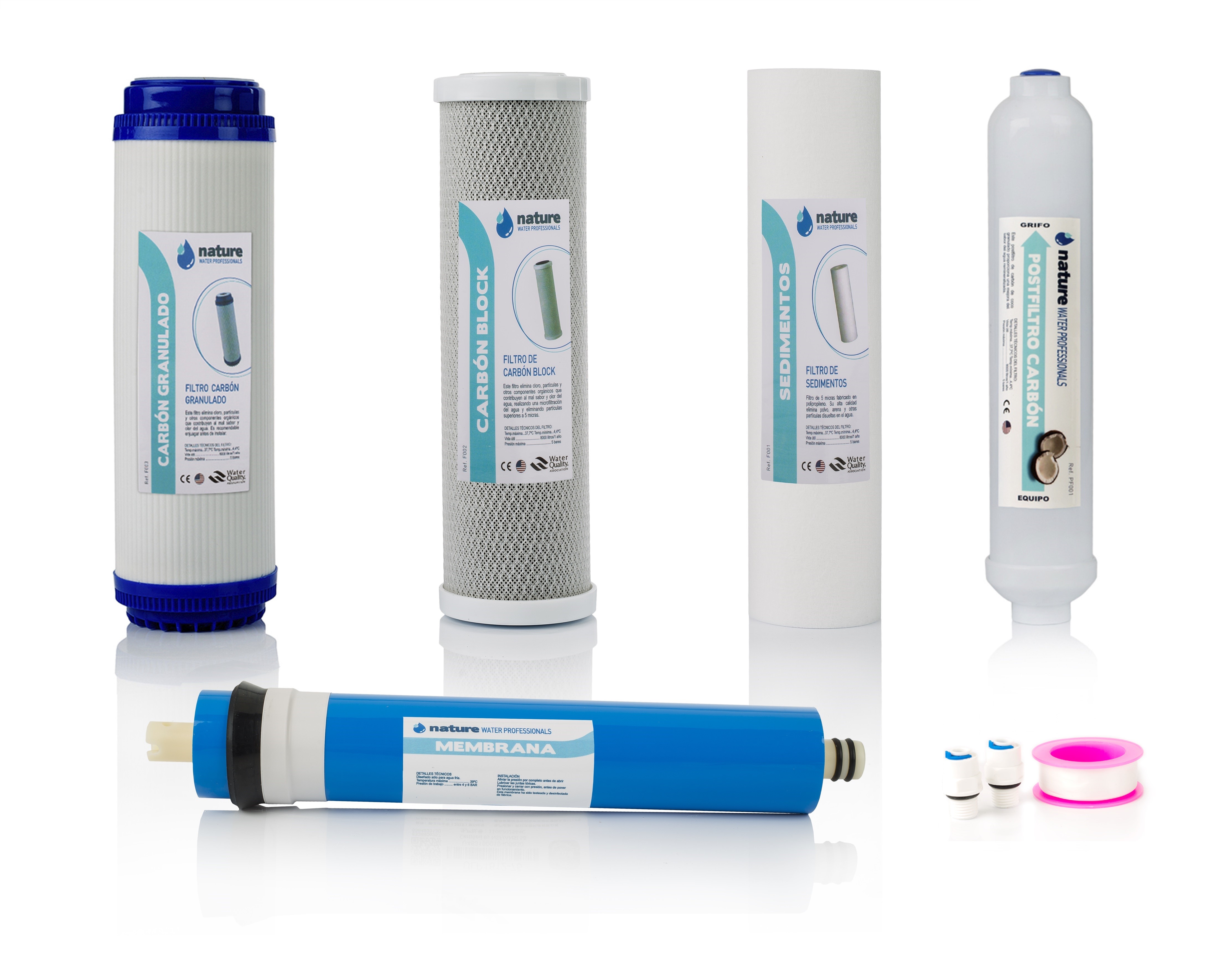 Pack 4 filtros osmosis inversa y membrana 75gpd