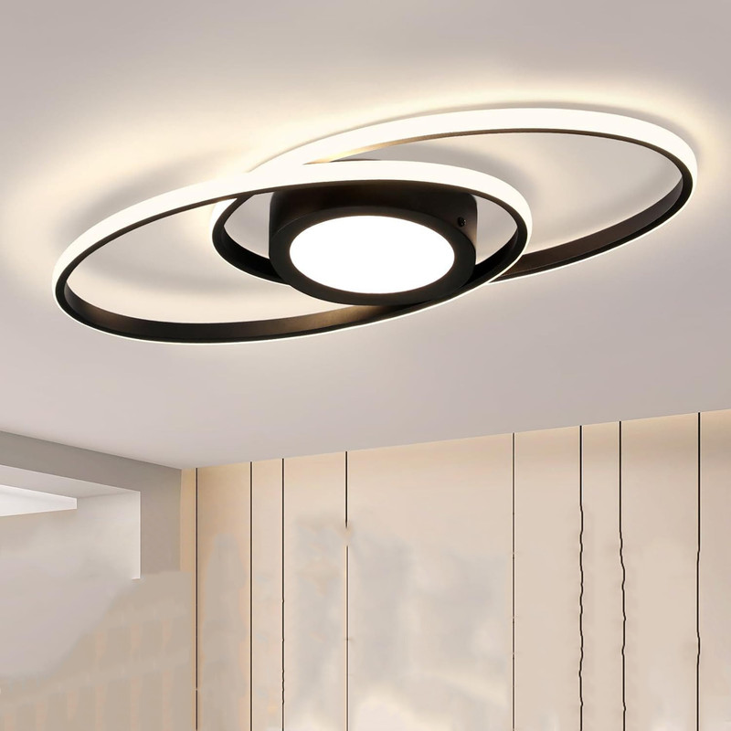 Nettlife plafon de techo LED negro 3000k-6500k regulable 48w habitación