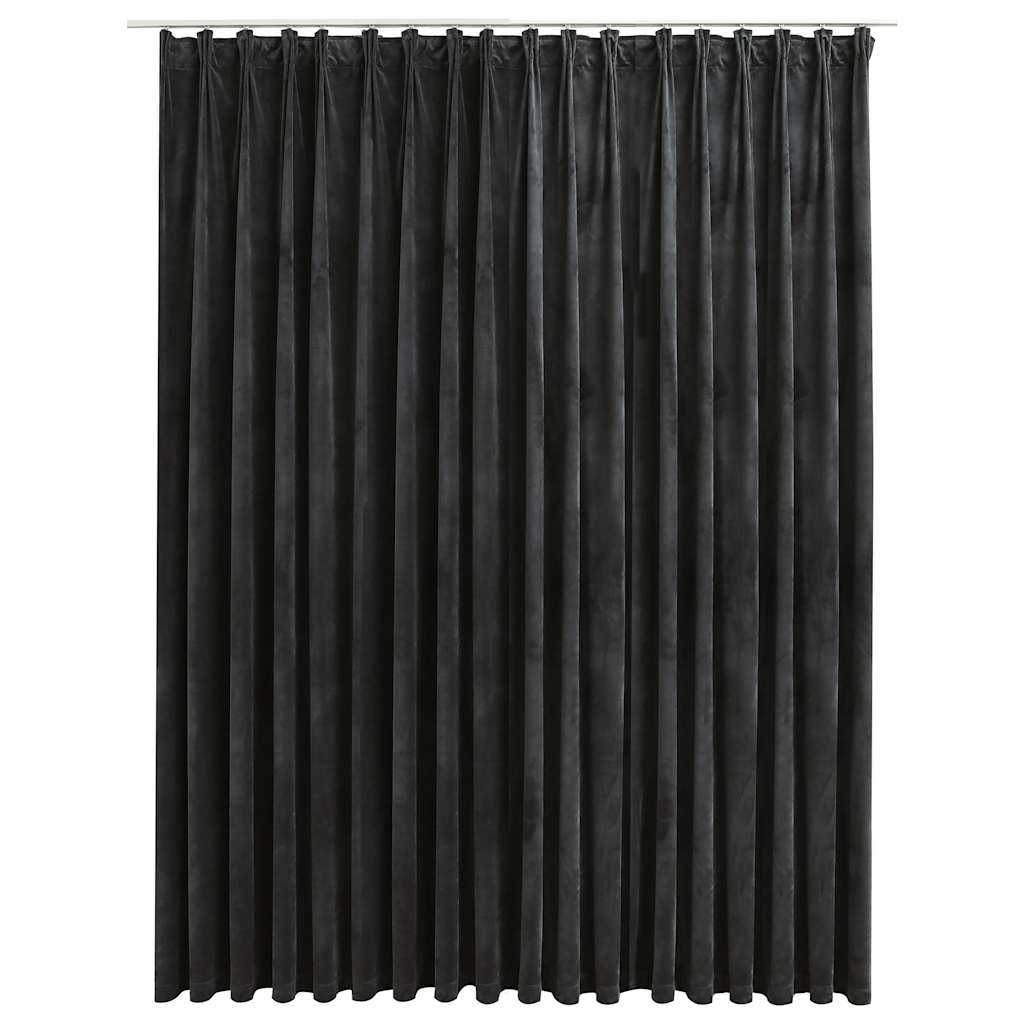 vidaXL cortina opaca con ganchos terciopelo gris antracita 290x245 cm